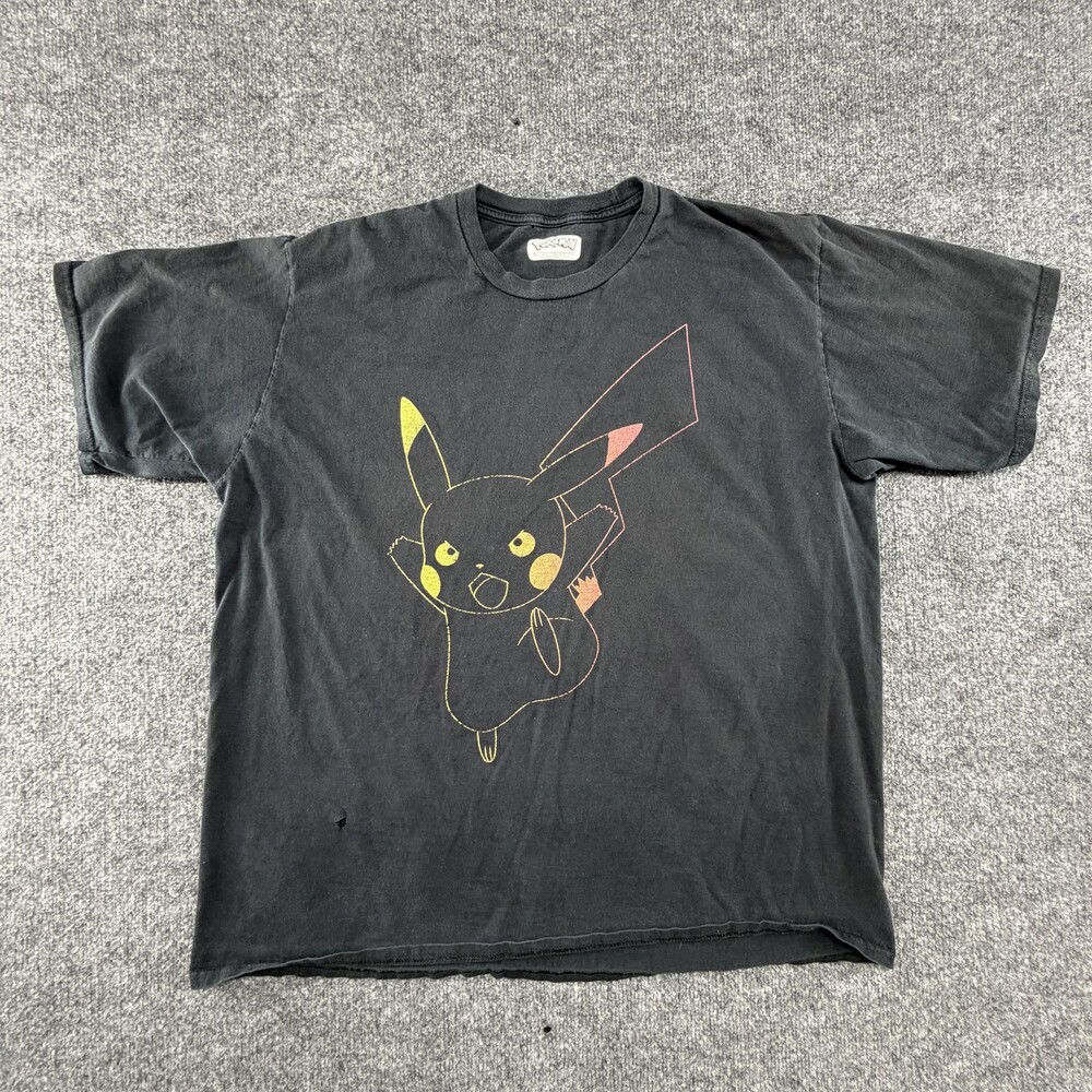 Pokémon Pikachu Shirt Mens XL Black Graphic Tee Anime Gaming Tagless Pokemon